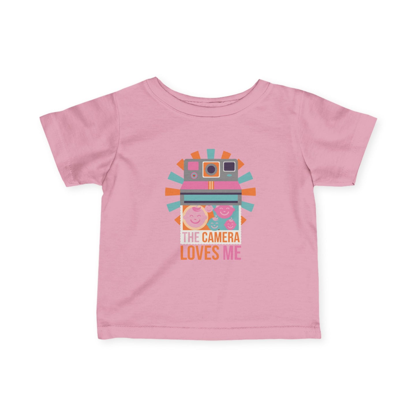 "Camera Loves Me" Infant Tee - Cute Retro Baby T-Shirt, Newborn Photography Outfit