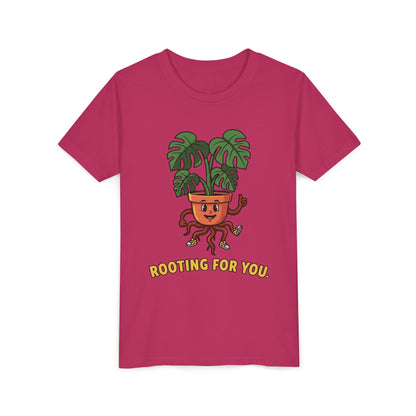 "Rooting For You" Youth Tee — Cute Plant Pot Support Graphic T-Shirt