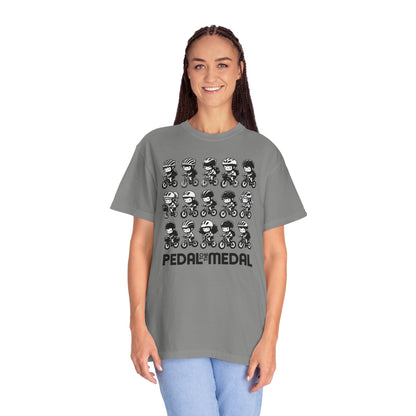 Pedal for the Medal Graphic Tee — Cute Cycling Crew Illustration T-Shirt