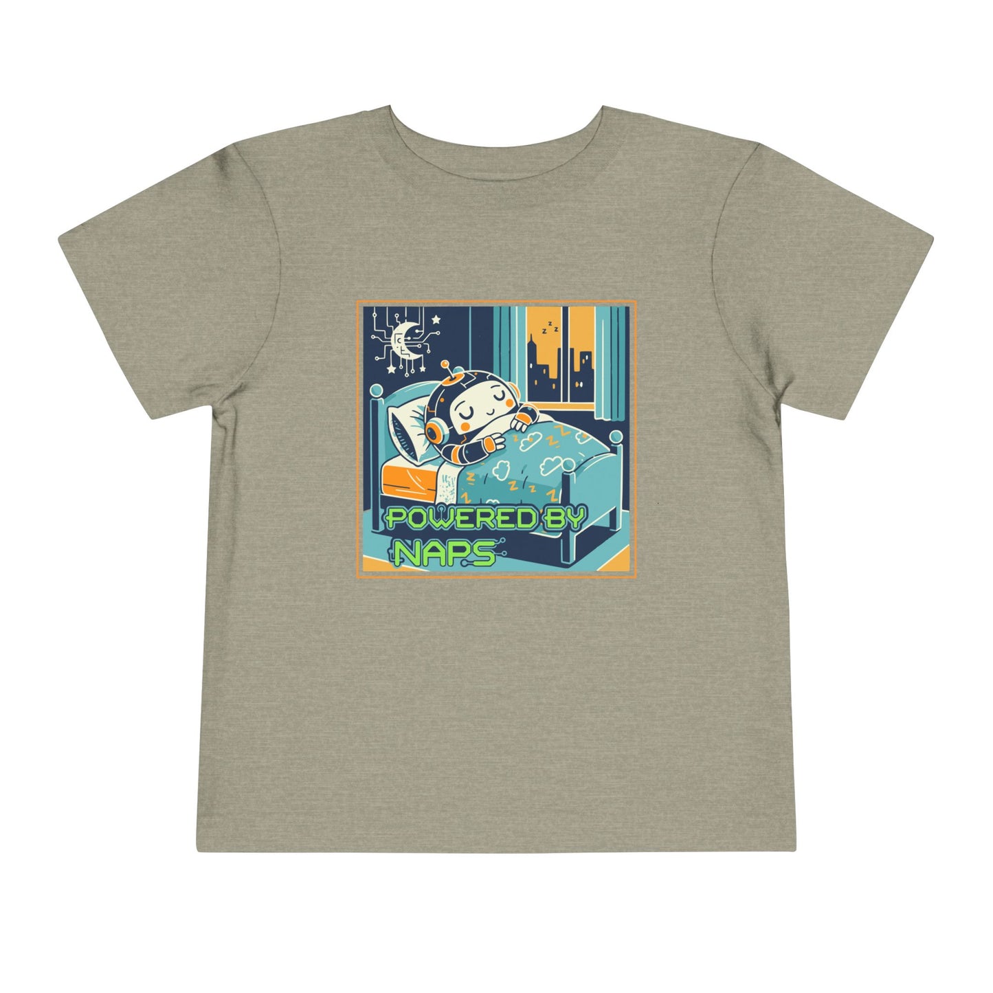 "Powered by Naps" Toddler Tee — Cute Sleepy Robot Android Graphic T-Shirt