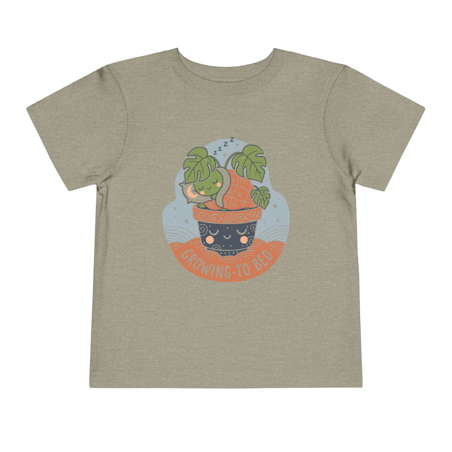 "Growing To Bed" Toddler Tee — Cute Sleeping Plant Pot Graphic