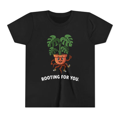 "Rooting For You" Youth Tee — Cute Plant Pot Support Graphic T-Shirt