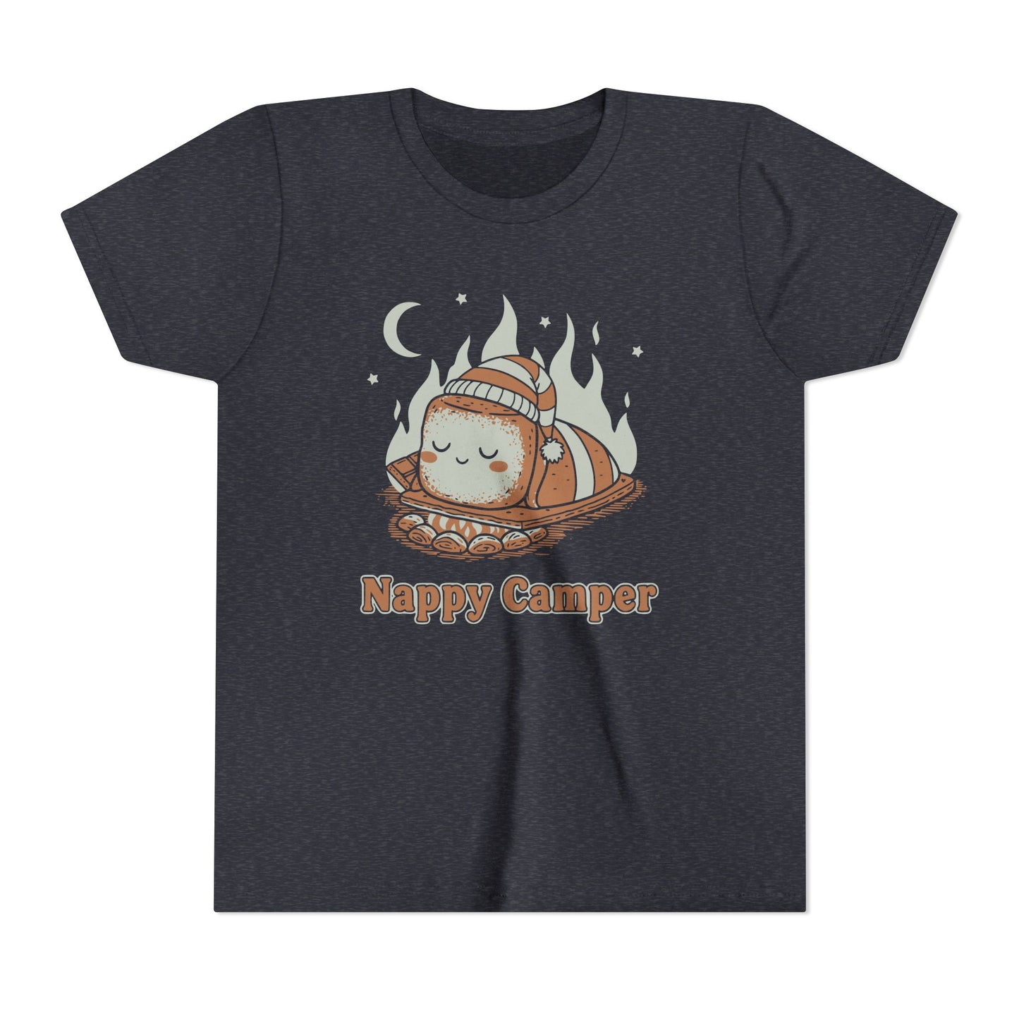 "Nappy Camper" Youth Tee — Cute Sleeping Marshmallow Camping T-Shirt