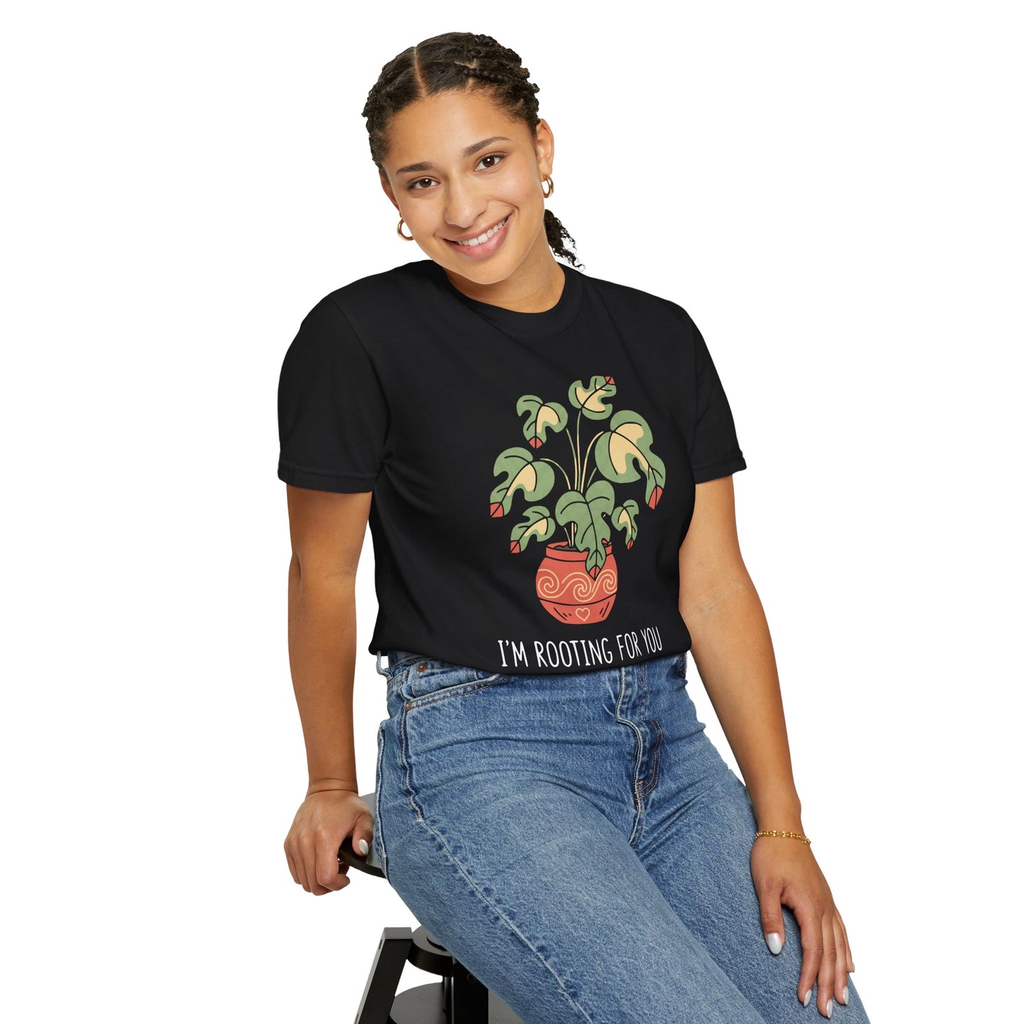 "I’m Rooting For You" Plant Lover Support T-Shirt — Cute Potted Plant Tee