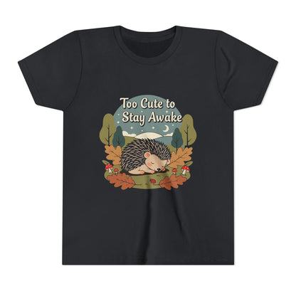"Too Cute to Stay Awake" Hedgehog Youth Tee — Cute Sleeping Animal Kids Shirt