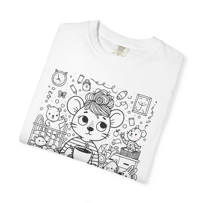 "Coffee & Chaos: The Perfect Blend" T-Shirt — Cute Kawaii Mouse Coffee Lover Tee
