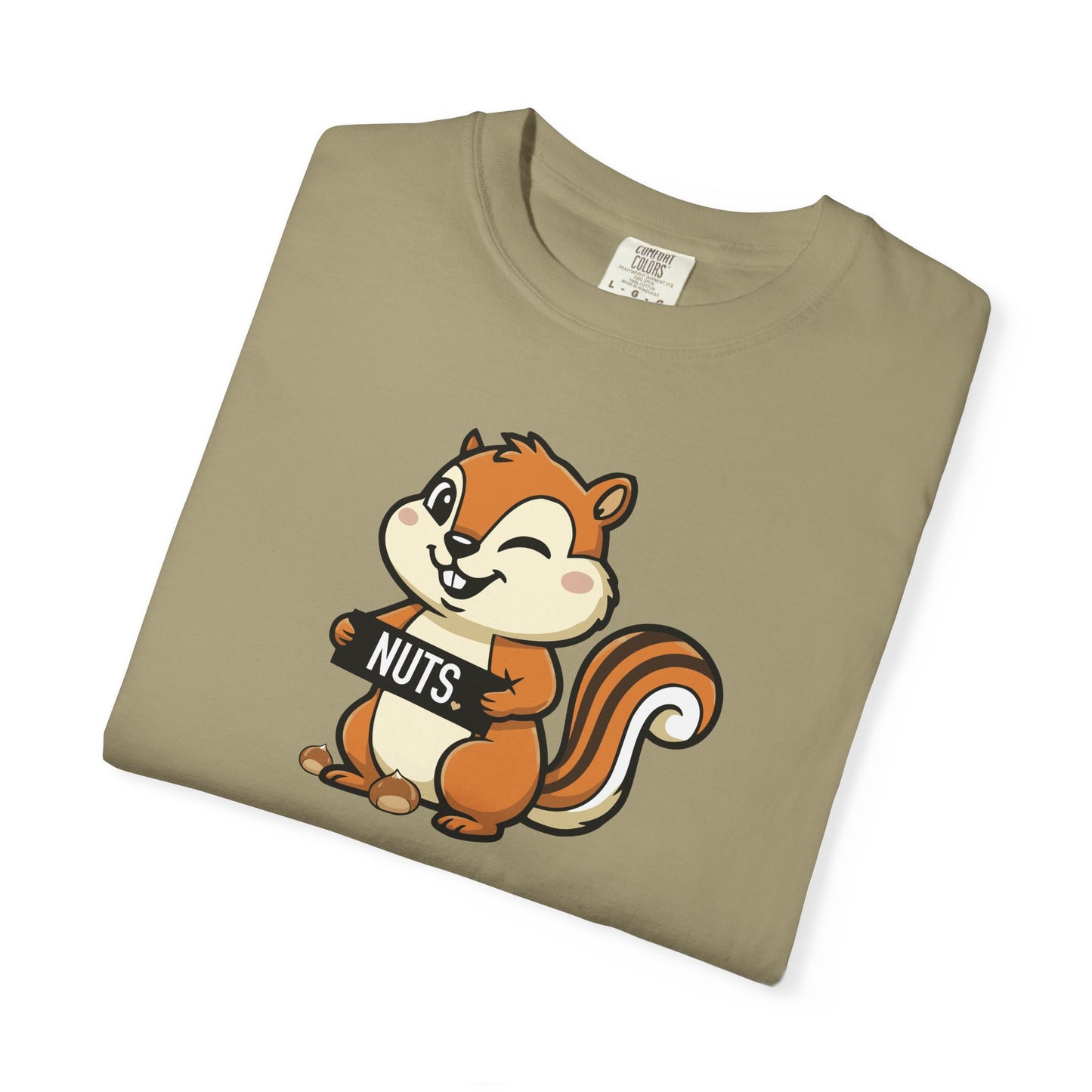 "Chestnuts: Nuts" Couples Tee - Chipmunk Holding 'NUTS' Funny Chestnut Graphic T-Shirt