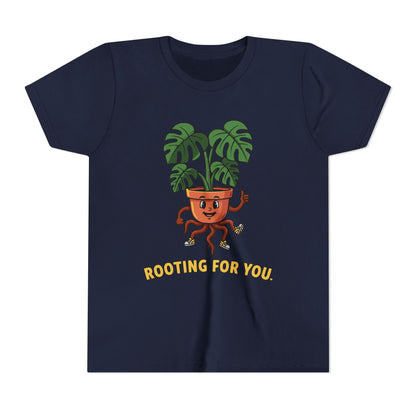"Rooting For You" Youth Tee — Cute Plant Pot Support Graphic T-Shirt