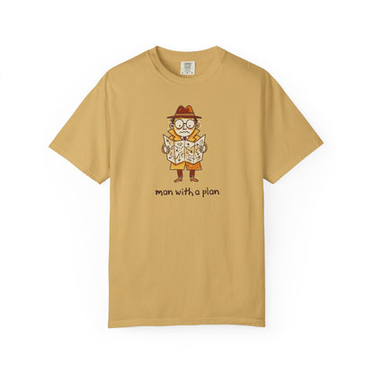 Man With a Plan T-Shirt — Cute Confused Detective Map Graphic Tee