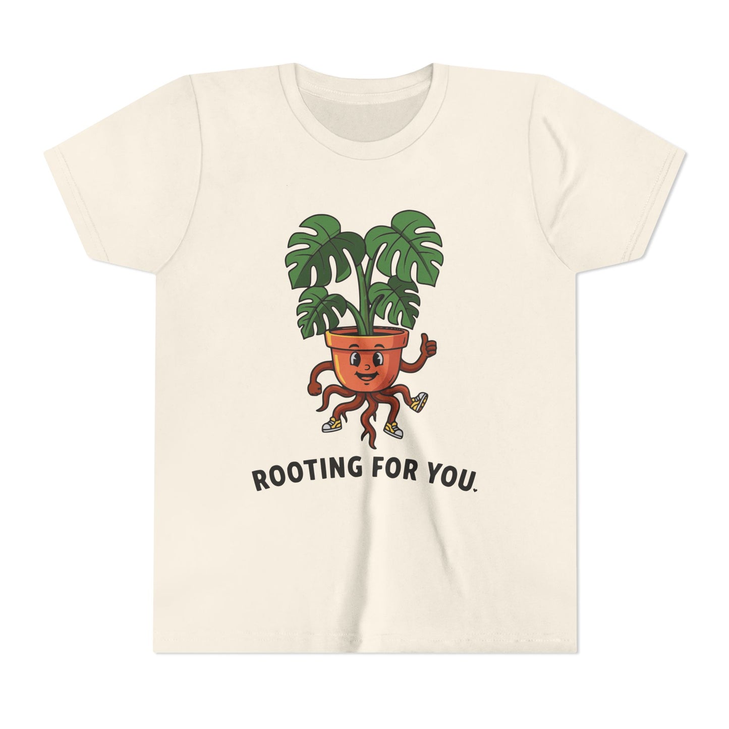 "Rooting For You" Youth Tee — Cute Plant Pot Support Graphic T-Shirt