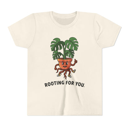 "Rooting For You" Youth Tee — Cute Plant Pot Support Graphic T-Shirt