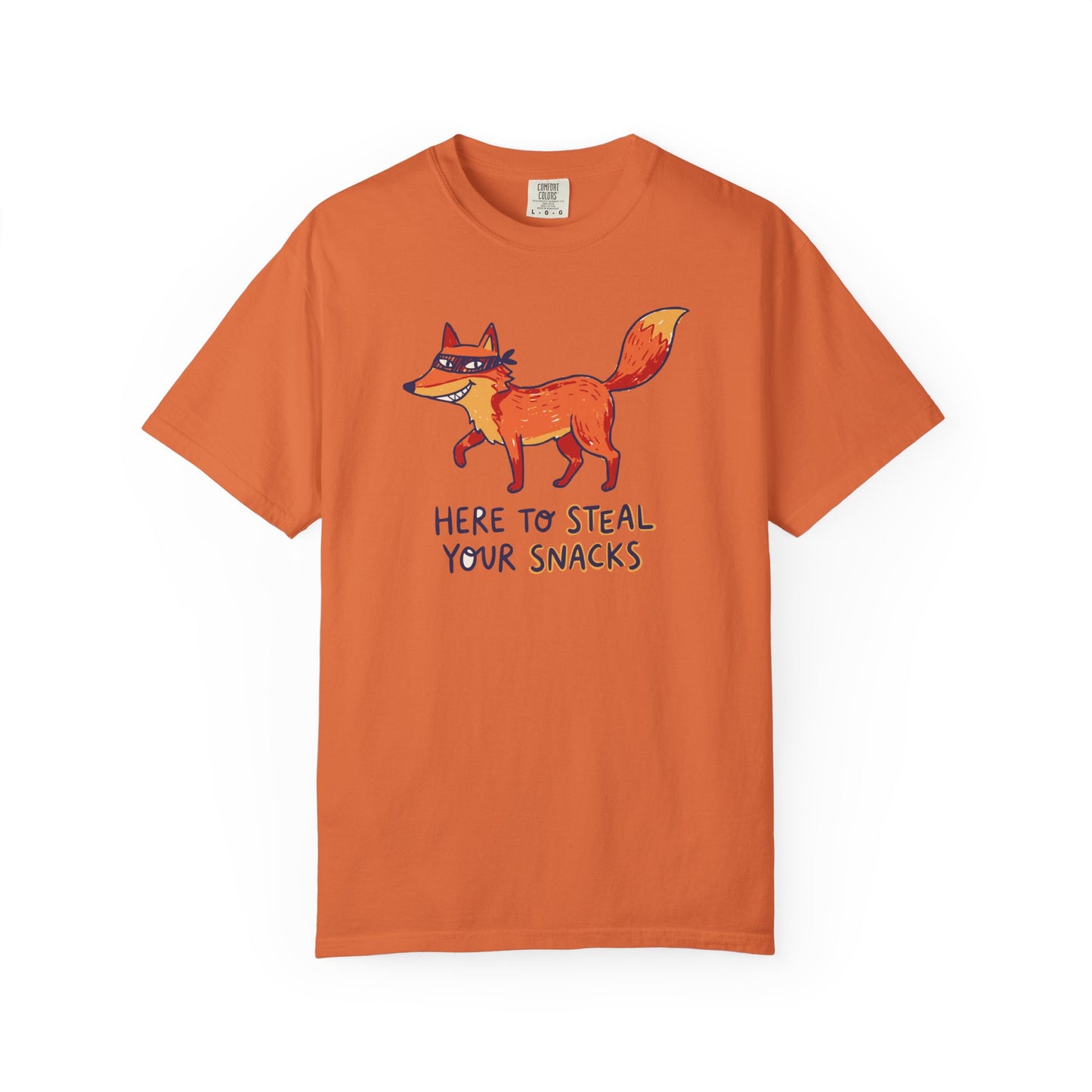 "Here to Steal Your Snacks" Graphic T-Shirt — Cute Snack Thief Fox Tee