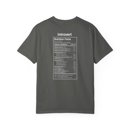 Introvert T-Shirt — "Introvert" Front + Nutrition Facts Back Graphic Tee