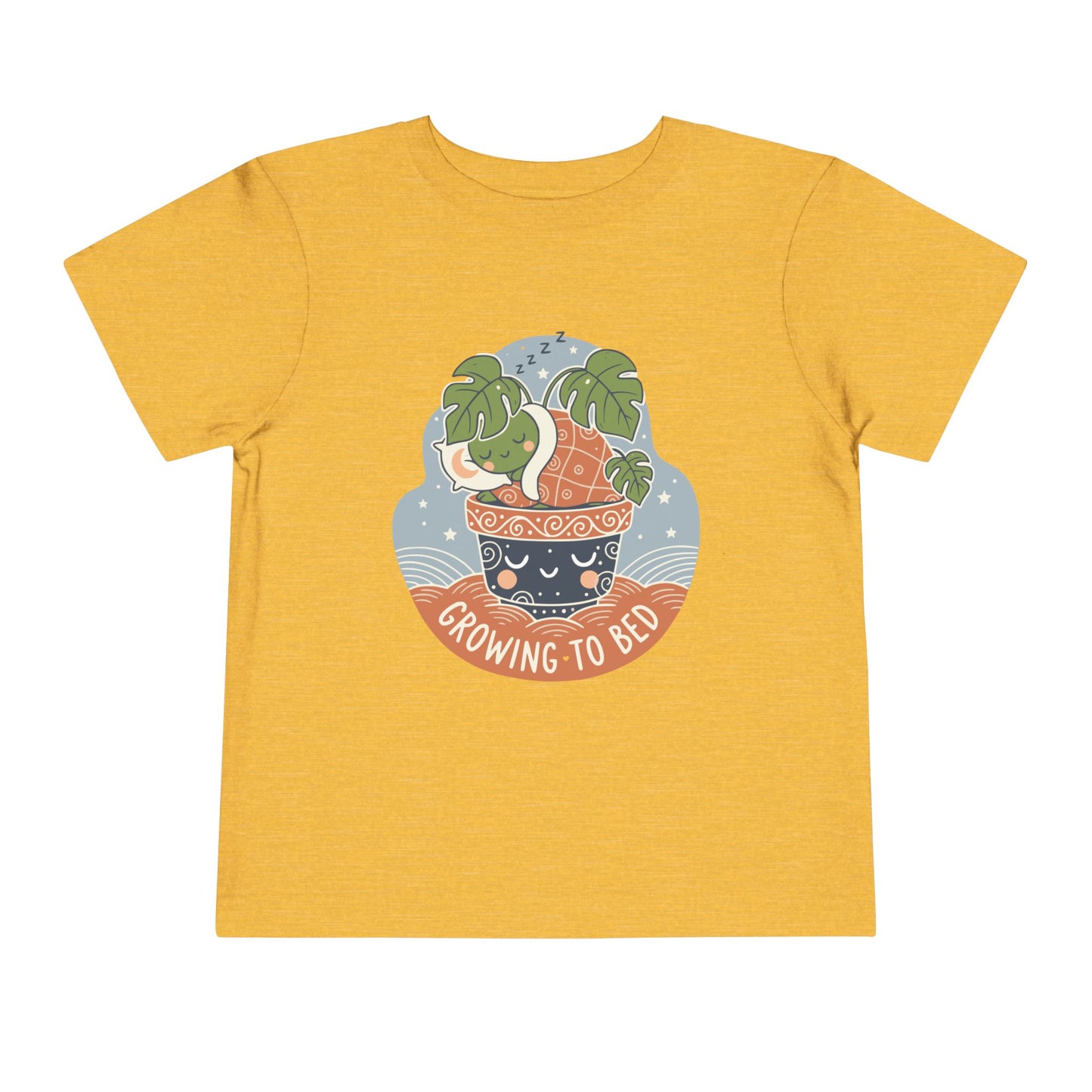 "Growing To Bed" Toddler Tee — Cute Sleeping Plant Pot Graphic