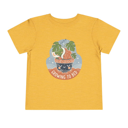 "Growing To Bed" Toddler Tee — Cute Sleeping Plant Pot Graphic