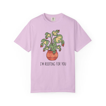 "I’m Rooting For You" Plant Lover Support T-Shirt — Cute Potted Plant Tee