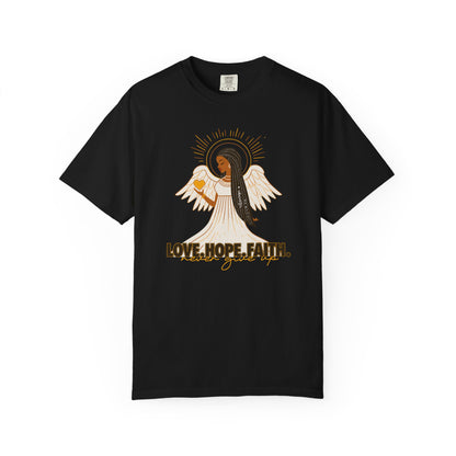 "Love.Hope.Faith. Never give up" T-Shirt - Perseverence Angel Graphic Tee