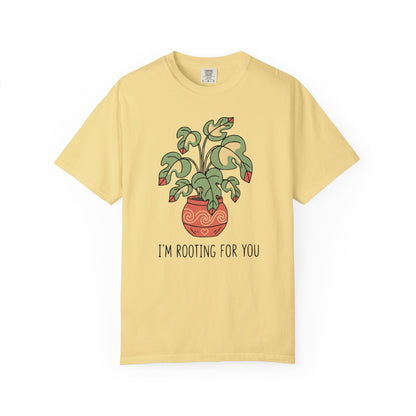 "I’m Rooting For You" Plant Lover Support T-Shirt — Cute Potted Plant Tee