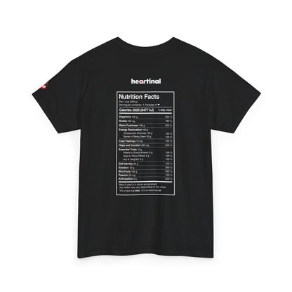 heartinal® "Heart on Your Sleeve" T-Shirt — Wordmark Logo Front with "Nutrition Facts" Back Tee