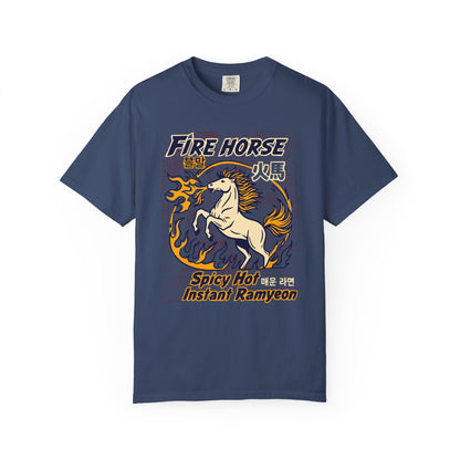 'Fire Horse' Spicy Hot Instant Ramyeon T-Shirt — Retro Lunar New Year Graphic Tee
