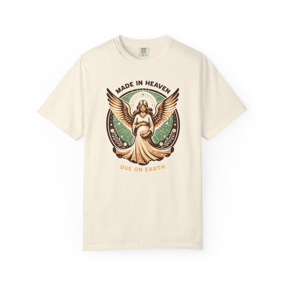 "Made in Heaven, Due on Earth" Angel Graphic T-Shirt — Vintage Expecting Mother Tee