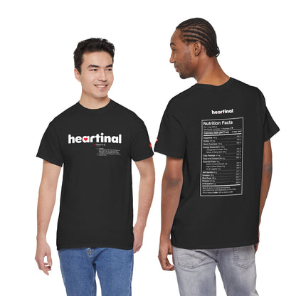 heartinal® "Heart on Your Sleeve" T-Shirt — Wordmark Logo Front with "Nutrition Facts" Back Tee