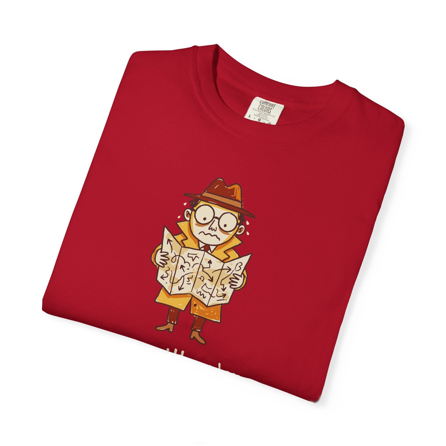 Man With a Plan T-Shirt — Cute Confused Detective Map Graphic Tee
