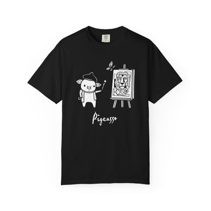 "Pigcasso" Pigment T-Shirt — Cute Pig Artist Illustration Painter Tee