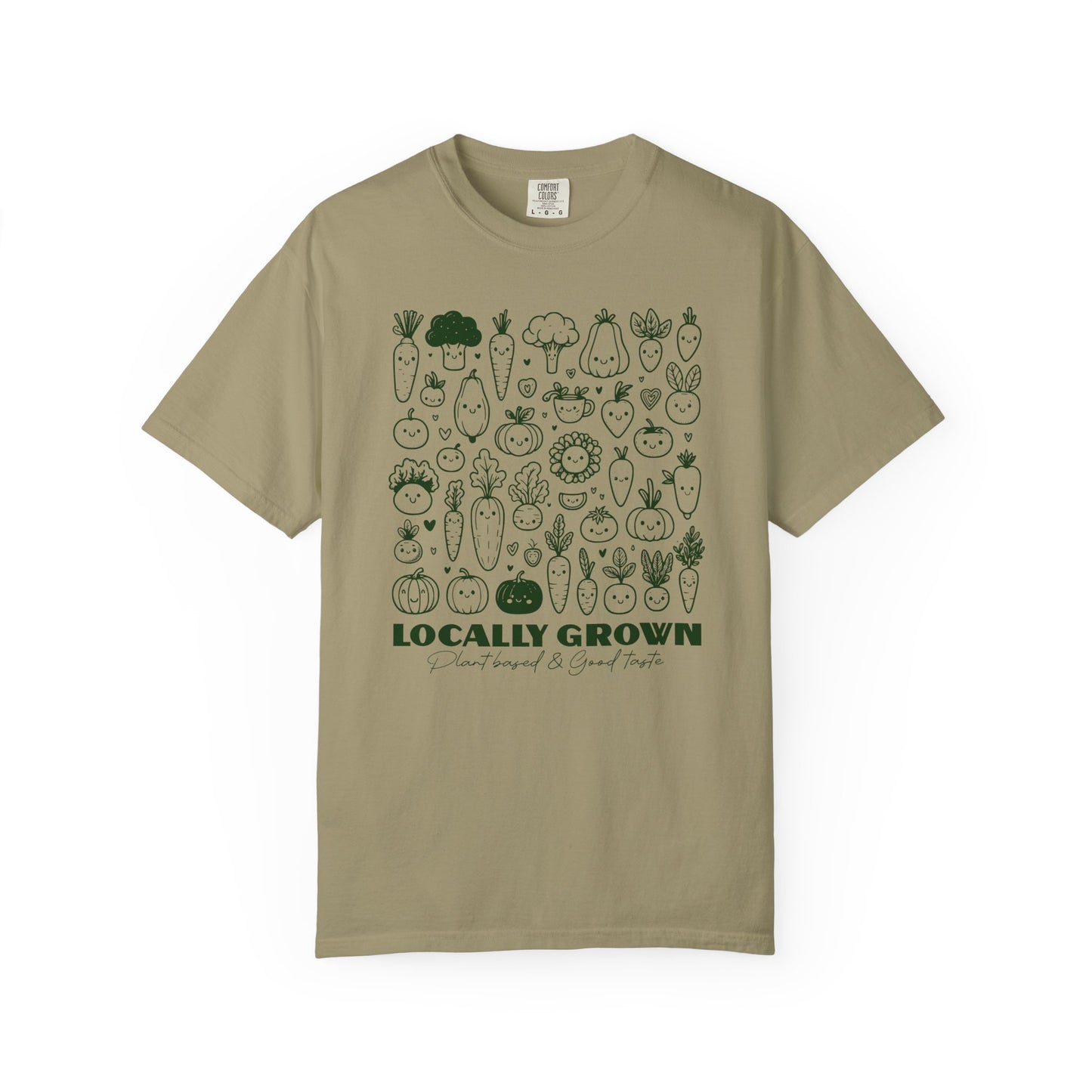 "Locally Grown: Plant Based & Good Taste" T-Shirt — Organic Vegan Farmer Garden Tee