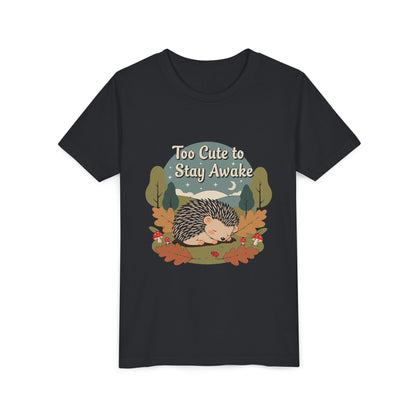 "Too Cute to Stay Awake" Hedgehog Youth Tee — Cute Sleeping Animal Kids Shirt