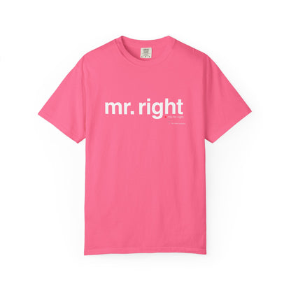 Mr. Right Couples Tee — "mr. right" Front Text with Nutrition Facts Back Graphic T-Shirt