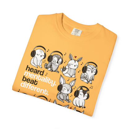 'Heard Mentality. Beat Different.' T-Shirt — Headphone Bunny Animals Graphic Tee