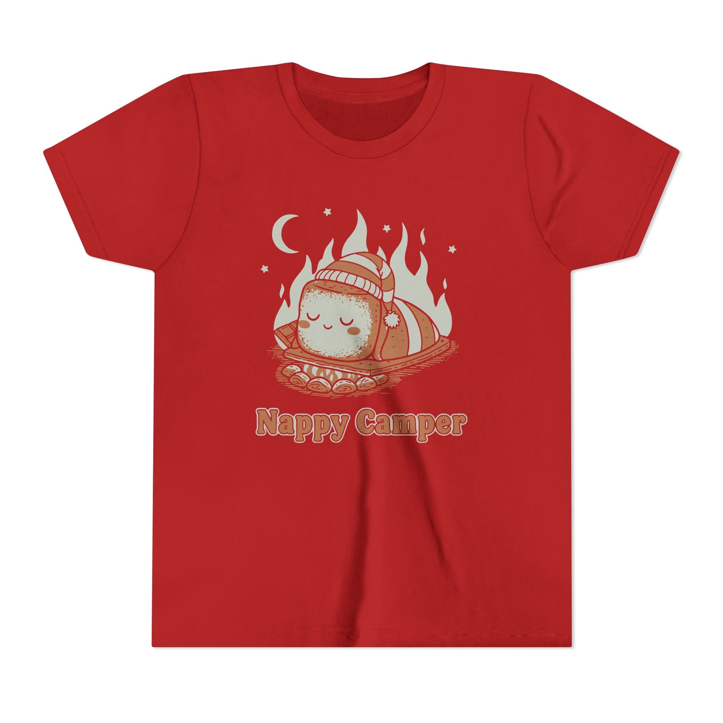 "Nappy Camper" Youth Tee — Cute Sleeping Marshmallow Camping T-Shirt