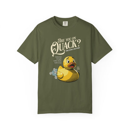 "Are You On Quack?" Graphic T-Shirt — Vintage Illustration Rubber Duck Tee