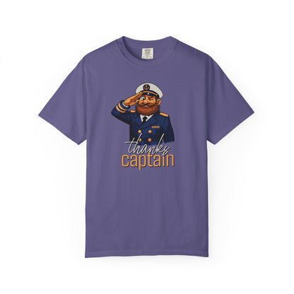 Captain Obvious Salute T-Shirt — "Thanks, Captain" Nautical Crew Tee