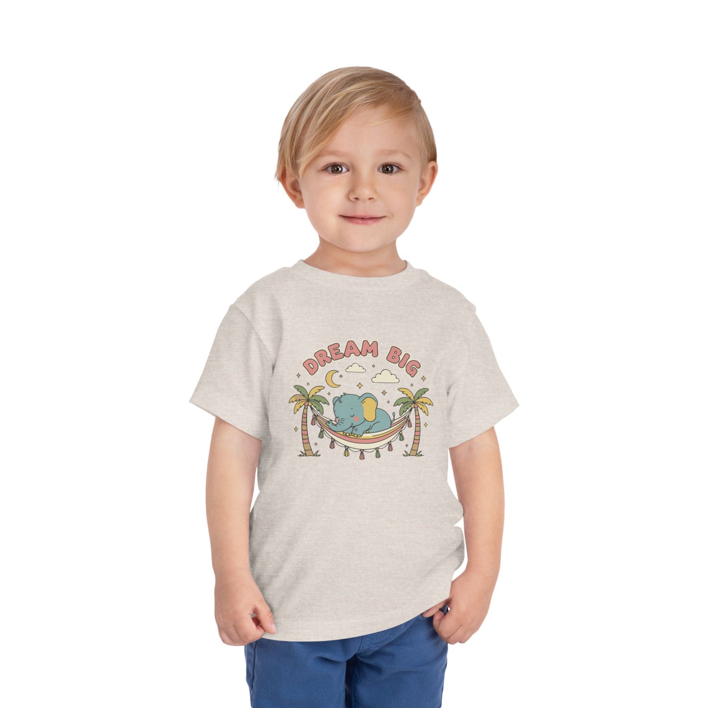 "Dream Big" Toddler Tee — Elephant Hammock Sleeping Graphic