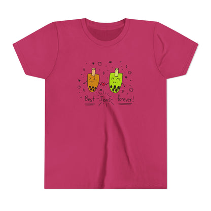"Best Teas Forever" Youth Tee – Cute Bubble Tea Friends BFF Graphic T-Shirt