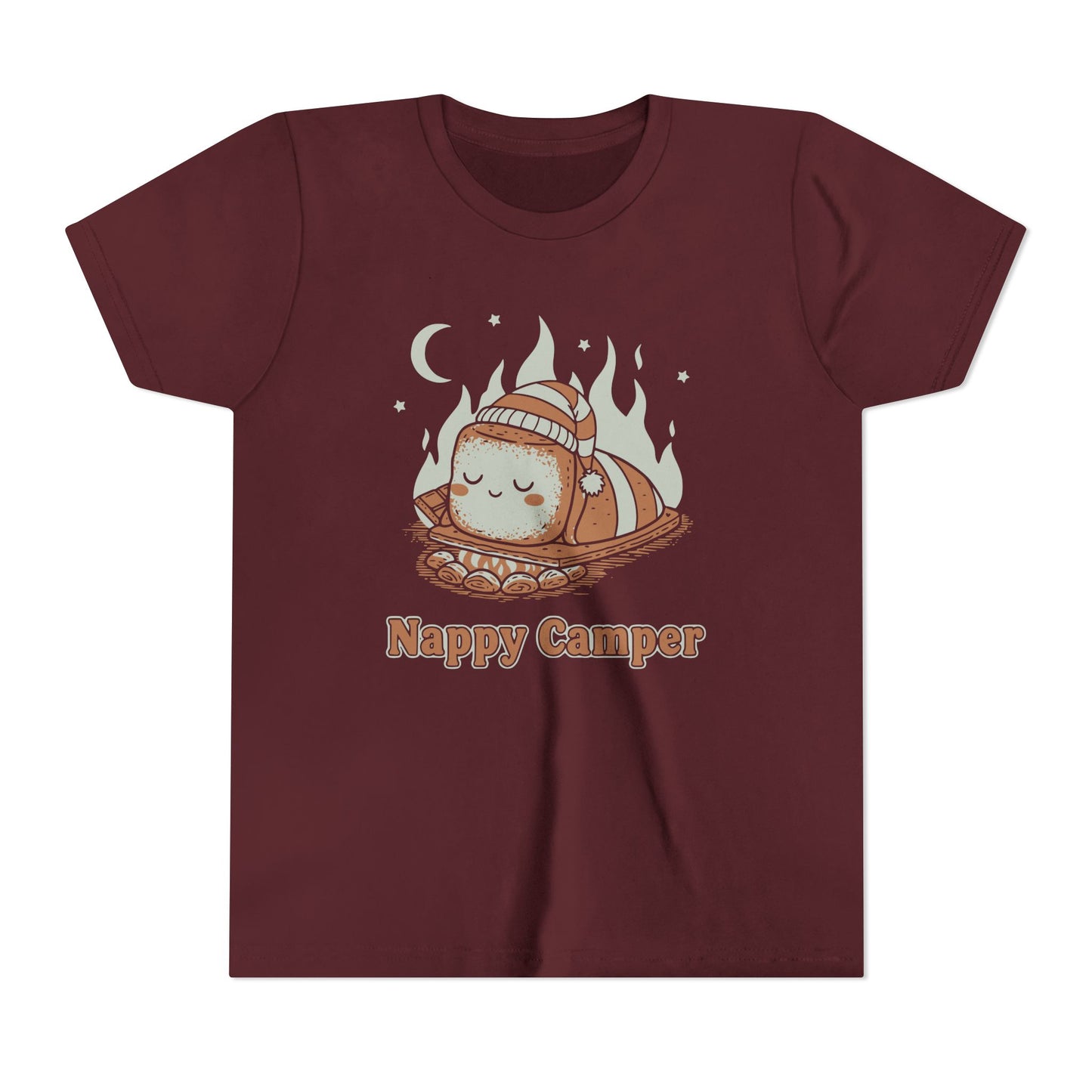 "Nappy Camper" Youth Tee — Cute Sleeping Marshmallow Camping T-Shirt