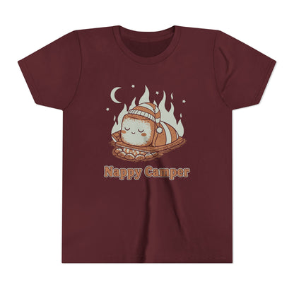 "Nappy Camper" Youth Tee — Cute Sleeping Marshmallow Camping T-Shirt