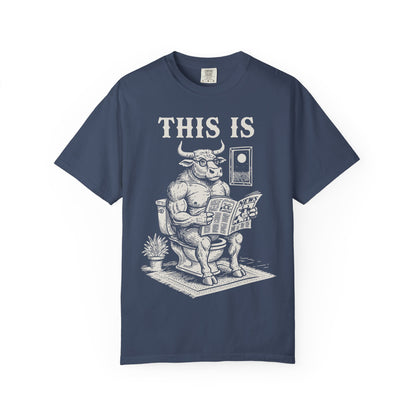 "This Is" T-Shirt — Bull Reading Newspaper on Toilet Graphic Tee