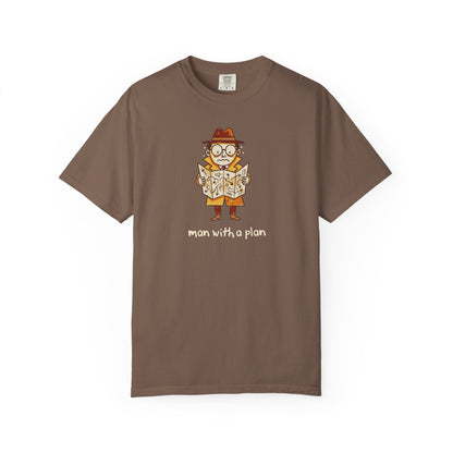 Man With a Plan T-Shirt — Cute Confused Detective Map Graphic Tee