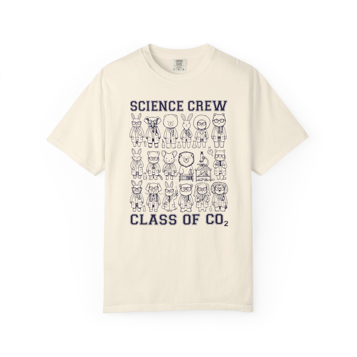 "Science Crew: Class of CO₂" T-Shirt - Cartoon Chemistry Cute Animal Tee