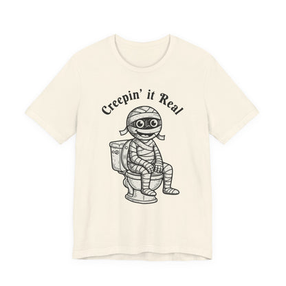 "Creepin' It Real" Vintage Tee - Funny Mummy on a Potty T-Shirt
