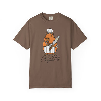 Capybara Chef T-Shirt — "Watch Yourself" Cute Cooking Animal Tee