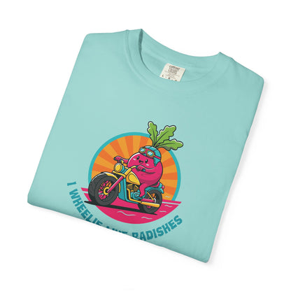 “Wheelie Like Radishes” T-Shirt —  Retro Radish Lover Vegan Cycling Graphic Tee