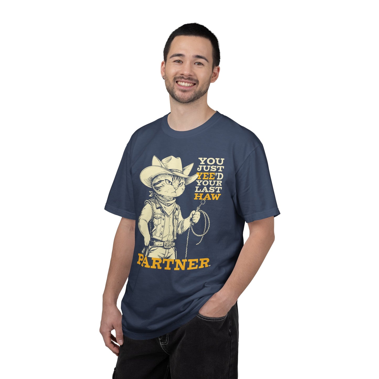 "You Just Yee'd Your Last Haw Partner" Cowboy Cat T-Shirt — Funny Vintage Western Graphic Tee