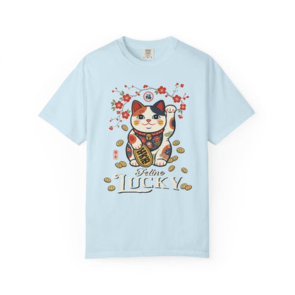 "Feline Lucky" T-Shirt — Lucky Maneki Neko Cat Graphic Tee