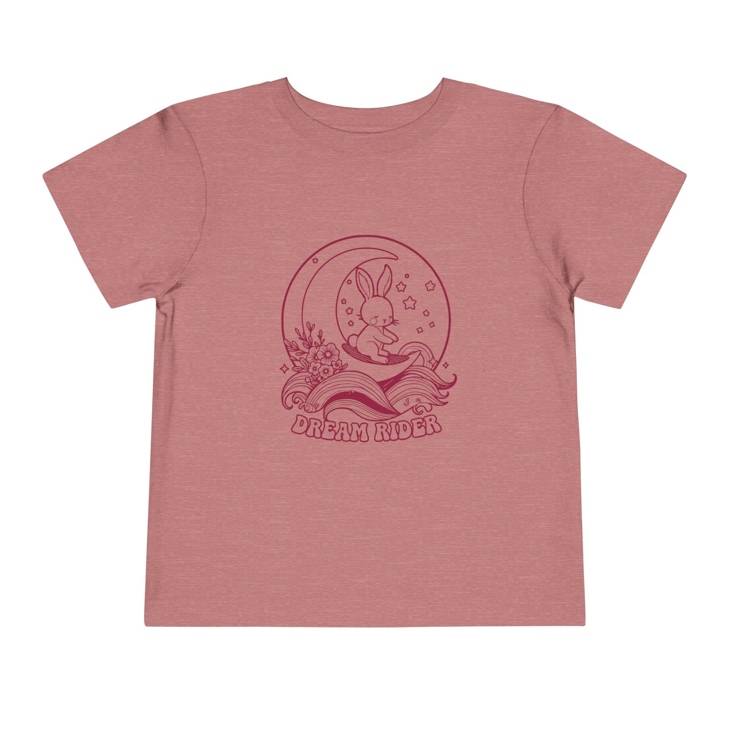 "Dream Rider" Toddler Tee — Sleepy Bunny Moon Surfer Graphic T-Shirt
