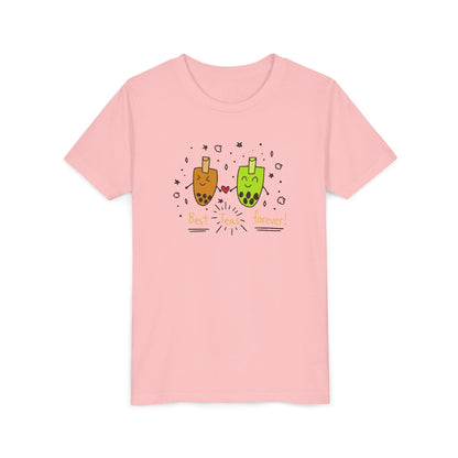 "Best Teas Forever" Youth Tee – Cute Bubble Tea Friends BFF Graphic T-Shirt