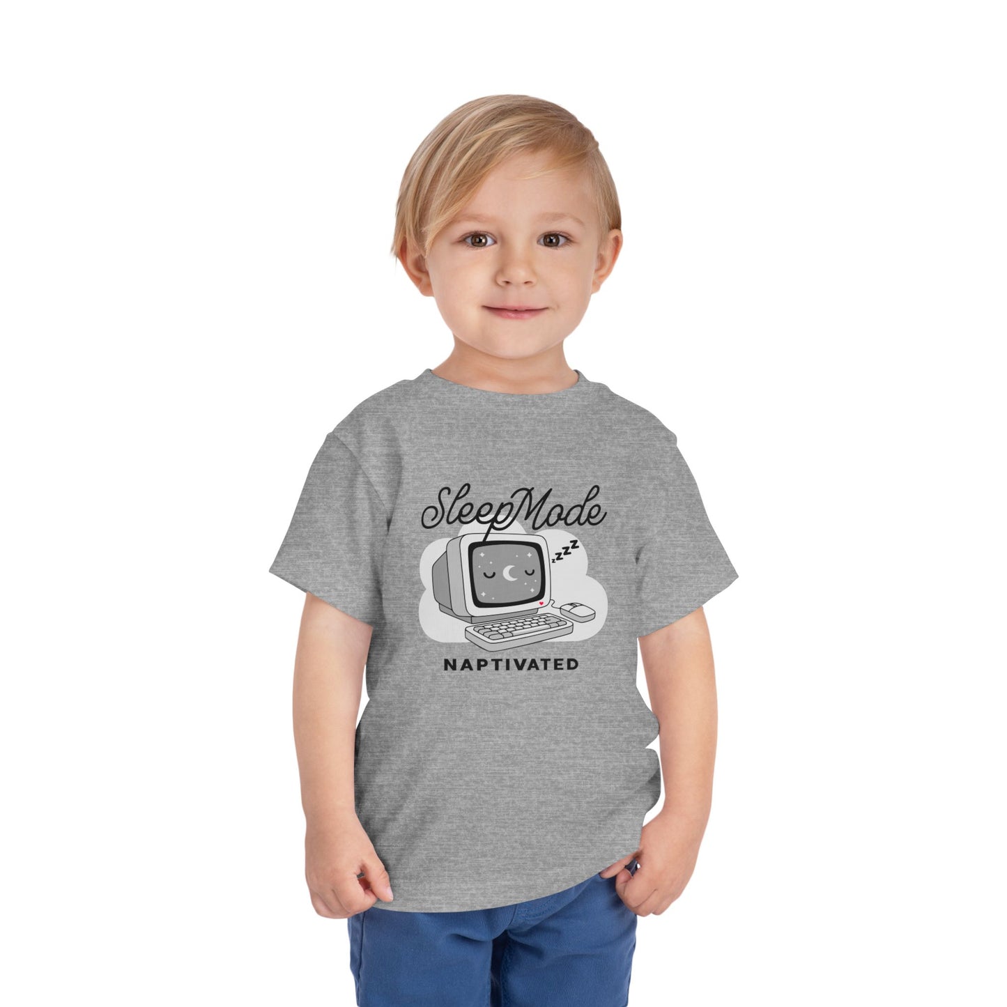 "Sleep Mode Naptivated" Toddler Tee — Cute Vintage Computer Nap T-Shirt